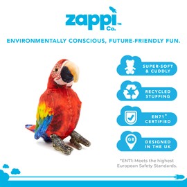 Zappi Co Kinder's Soft Cuddly Plush Toy - Perfect Soft Playmate for Children in Printed Style (28 cm Length) (Scarlet Macaw Parrot)