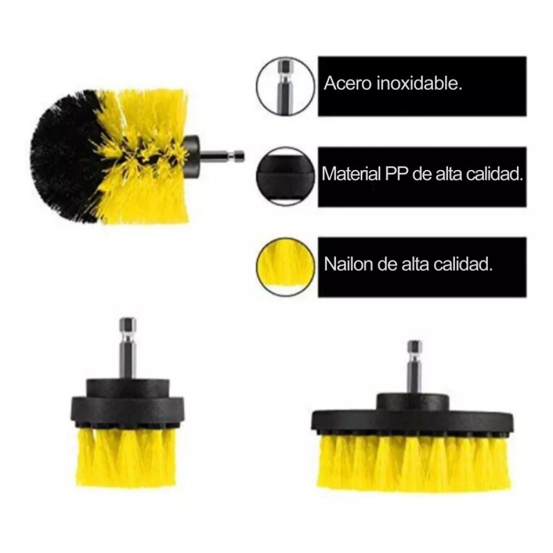 Estuchelandia 3pzas Kit De Limpieza Cepillos Para Taladro Cocina Baño