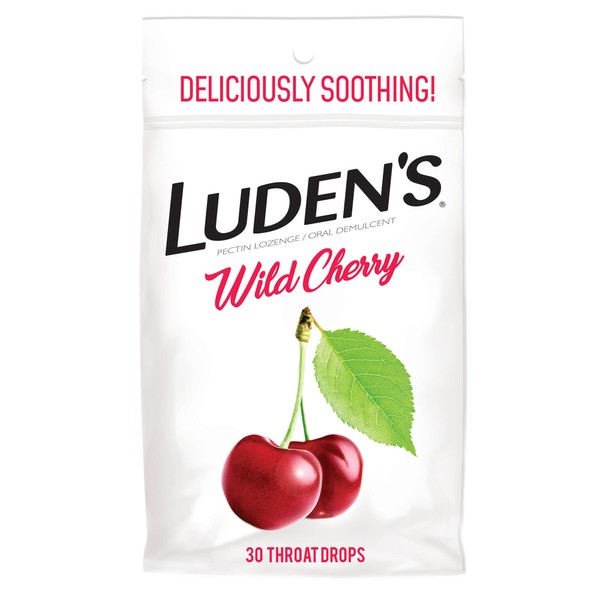 Luden's Wild Cherry Throat Drops, Sore Throat Relief, 30 Count