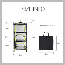 Camping Dry Net 4-Layer Foldable Drying Rack with Carry Bag Multifunctional Mesh Storage Basket for Outdoors Camping Picnic