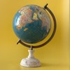 EXERZ 20cm Antique Globe Ocean Blue with a Wooden Base,