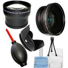 55MM Ultra Wide Angle with Macro Lens and 2.2X Telephoto Lens + Lens Hood for Sony FDR-AX53
