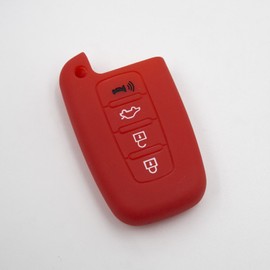 LIGHTKOREA Funda de silicona para llave inteligente con 4 botones para Hyundai Kia Elantra, Genesis Coupe, Sonata, i30, Sportage, Sorento, Forte Koup, Optima K5 (rojo)