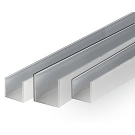 SixBros. Aluminium U-Profile Rail Rolled Blank Aluminium Profile 25 x 25 x 2 mm 1500 mm