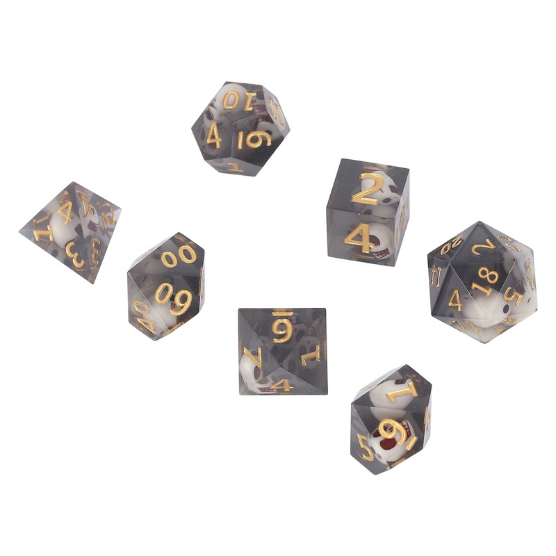 Polyhedral Dice Set Role Playing Epoxy Resin Transparent Skull Dice