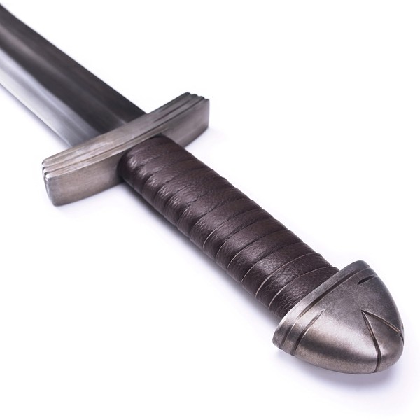 Norse Tradesman Handforged Spring Steel Viking Sword - Hand and a Half Hilt w/Premium Leather Baldric Scabbard - Helbítr