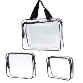 GORGECRAFT Transparent Make Up Bags Made of PVC Travel Toiletry Bag Large Capacity Black Waterproof Transparent Rectangular Organiser Cosmetic Bag for Skin Care with Zip