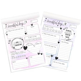 2 x Motivational Pad A5 – Early & Evening by Unicorn Mina, Pack of 2 for Morning & Evening Routine, 2 x 50 Sheets, Daily Planning & Gratitude, Design in Pastel Colours, Developed in Berlin