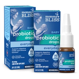 Mommy's Bliss Baby Probiotic Drops, Daily Gas, Constipation and Colic Symptom Relief + Immune Support, Newborns & Up, 0.34 Fl Oz (30 Servings), Pack of 2