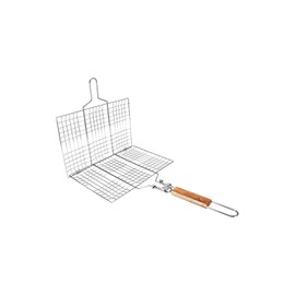 Grill Basket, BBQ Wire Mesh Grill Net Professional Barbecue Grilled Fish Clip with Wooden Handle for Fish,Vegetables, Steak and Many Other Food