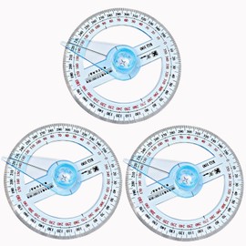 3 Pcs Protractor Circle Protractor, 360 Degree Protractor Angle Measure Multi-Functional Protractor with Swing Arm Plastic Circle Ruler Geometry Tool for Classroom Office Drafting Measuring