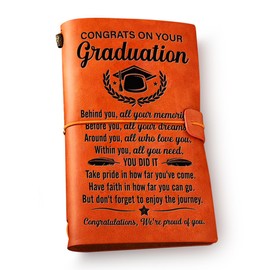 NGAEAK Graduation Gifts Leather Journal Notebook, High School Graduation Gifts for Her Him 2025 Engraved Leather Travel Journal
