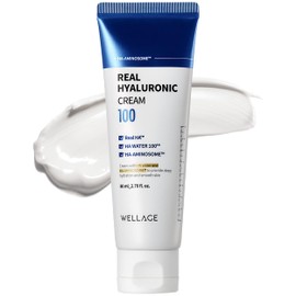 WELLAGE Real Hyaluronic Cream 100, Pure Hyaluronic Acid Korean Face Moisturizer with Ceramide Panthenol Squalane Vitamin B5 Niacinamide - Hydrating face moisturizer, Hypoallergenic, 2.7oz.