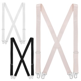 Shyyween 3 Pcs Hidden Suspenders for Women 1" Width Thin Skinny Ladies x Suspenders with Sturdy Hooks for Pants Jeans Under Clothes Undergarment