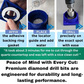 1-1/4 inch Diamond Drill Bit for Ceramic Porcelain Glass Tile Drill Bit Diamond Hole Saw with Water Delivery System Guide for Quartz Drill Bit Granite Counter Top Holes Glass Hole Saw