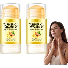 Barra reafirmante para el cuello, barra de crema iluminadora reafirmante de cúrcuma con vitamina C, piel del cuello profundamente hidratante, hidratante para apretar, suavizar las líneas finas (2Pcs)