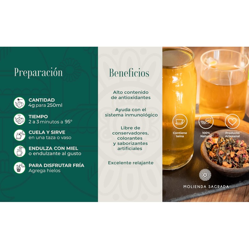 Molienda Sagrada, Té Verde, Pomelo Citrus, 500 gr.