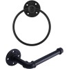 HighFree Industrial Pipe Bathroom Hardware Set Black Wall Mounted Hardware