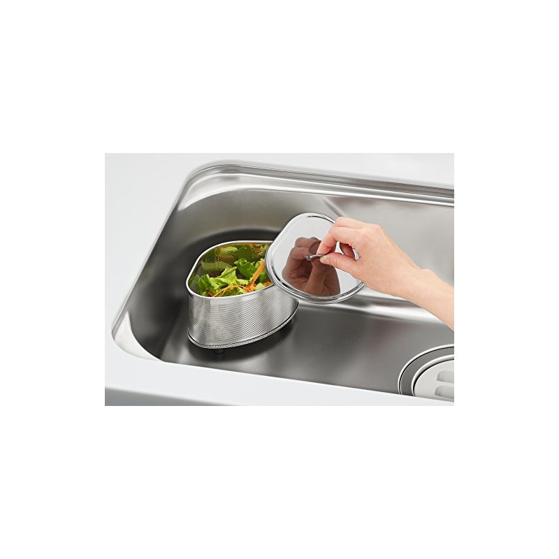 Yoshikawa SJ2430 Triangle Corner with Lid, Punching, Stainless Steel, Silver,