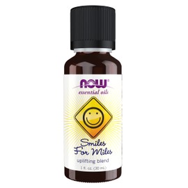 NOW Essential Oils, Smiles for Miles Aromatherapy Blend, Refreshing Aromatherapy Scent, Blend of Pure Essential Oils, Vegan, Child Resistant Cap, 1-Ounce