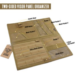 WYNEX Organizador de panel de visera de camión para camioneta F150, panel grande de visera Molle para vehículo, soporte táctico para visera solar de coche