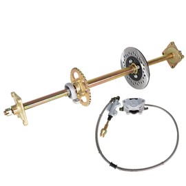 Silscvtt 32 Go Kart Axle Kit Alloy Rear Axle with Brake Dics +Brake Master Cylinder +Sprocket +Pillow Bearing +Chain + Hub Replacement for Go Kart ATV Quad Drift Trikes