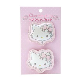SANRIO Charmy Kitty Hair Clip Set (2 Pieces, Pink, Bow, Flower, Compact, Daily, Women's Accessory)