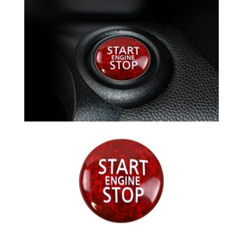 Red Carbon Fiber Car Engine Start Stop Button Interior Trim Cover Sticker, Compatible with Mini Cooper R55 R56 R57 R58 R59 R60 R61 Accessories 2007-2016