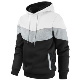 Gesean Men's and womens Casual Hooded Sweatshirts Fashion Long Sleeve Solid Color Pullover Top White Medium