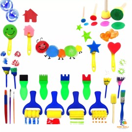 IMD BALI STORE Art & Craft Painting Drawing Tools Sponge Brush Set Early DIY Learning 25 Pieces