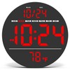 Digital Wall Clock with Large LED Display, Auto-Brightness, Temperature, Low-Reflectivity,