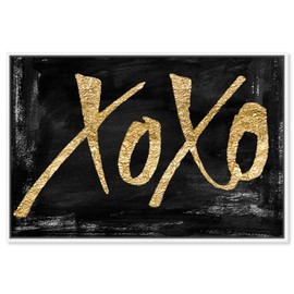 Typography and Quotes Wall Art Framed Canvas Prints 'Black and Gold XOXO' Quotes and Sayings