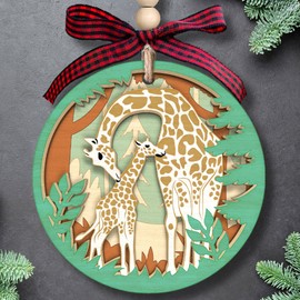 Giraffe Ornament - Giraffe Christmas Ornament - Giraffe Ornaments for Christmas Tree, Giraffe Animal Christmas Ornaments - Giraffe Gifts for Women, Giraffe Lovers Gifts - Wood Christmas Ornament