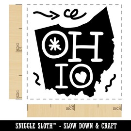 Ohio State with Text Swirls Self-Inking Rubber Stamp Ink Stamper - 1 Inch Small - Black Ink