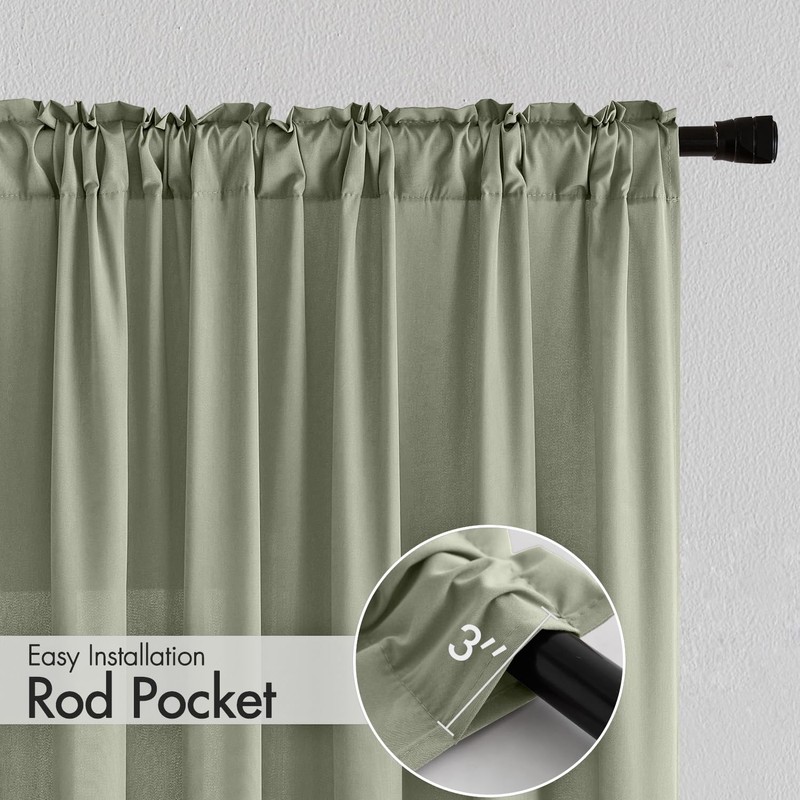 MIULEE Sage Green Privacy Sheer Curtains That Let Light in