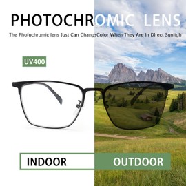 K.LAVER Photochromic Metal Frame Progressive Multifocal Reading Glasses for Women Clear on Top Readers on Bottom