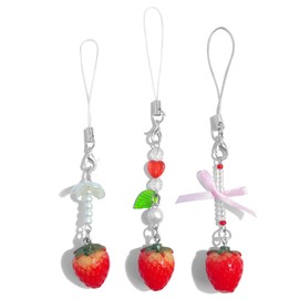 AGEN KGEN AGEN KGEN Phone Charm Y2K Aesthetic Cute Cell Phone Charms for Women Phone Charm Bag (3 Strawberries)