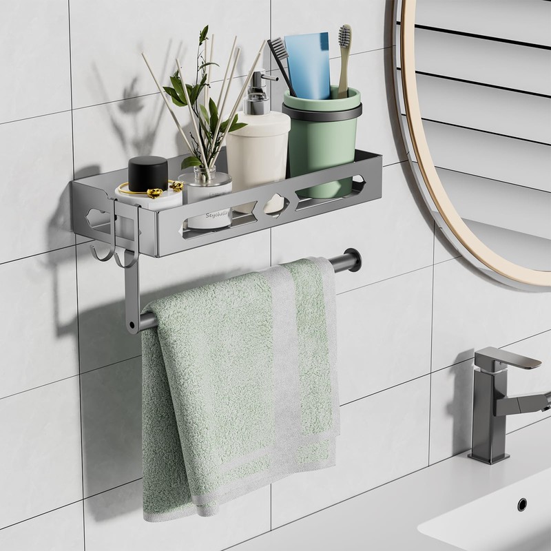 ZDDLOINP Spice Rack with Paper Towel Holder Roll and Hooks,