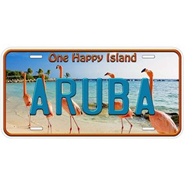 Aruba One Happy Island Flamingo Novelty Car Auto License Plate