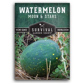 Survival Garden Seeds - Moon & Stars Watermelon Seed for Planting - Packet with Instructions to Plant and Grow Melons in Your Home Vegetable Garden - Rare Super Sweet Non-GMO Heirloom Variety