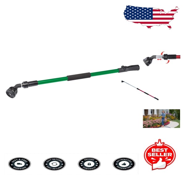 Green Telescoping Water Wand: Lightweight, 9 Spray Settings & One-Touch
