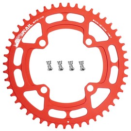 CYSKY Bike Chainring 104 BCD 30T 32T 34T 36T 38T 40T 42T 44T 46T 48T 50T 52T Narrow Wide Single Chainring for 7/8/9/10/11/12 Speed, Suit for 1x Set-up (Come with 4 Chanring bolts) (Red, 48T)