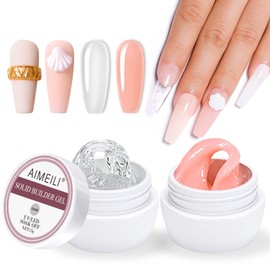 AIMEILI Solid Builder Gel for Gel Nails Set Solid Nail Gel Clear Nude Solid Nail Extension Builder Gel Set