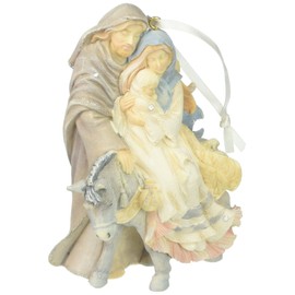 Foundations Holy Family with Donkey Stone Resin Ornament, 4”
