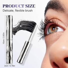 4D Máscara de pestañas,Mascara Resistente Al Agua Con Cepillo Ultrafino, Extensiones De Pestañas, A Prueba De Manchas, Larga Duración,Más Larga, Más Gruesa (1PCS)
