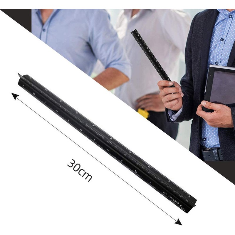 Triangular Scale - 30cm Length Aluminium Ideal for Architects, Engineers,
