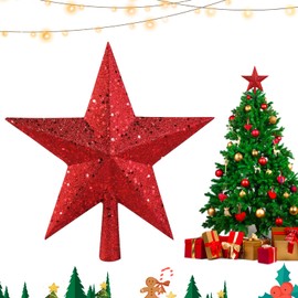 LETTERASHQP Small Christmas Tree Topper, Star Christmas Tree Topper, 20 cm, Mini Christmas Tree Topper, Treetop Christmas Decoration for Holiday Decoration or Home Decoration (Red)