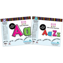 Barker Creek Letter Pop-Out Set, 2" & 4" Neon, Set Includes 255 4" and 676 2" Letters, Numbers & Punctuation Marks, Multicolor Designer Letters, Office, Home, and School Décor (3502)