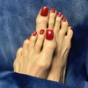 Red Metallic Press on Toenails Short,SXVME Square Chrome Fake Toenails