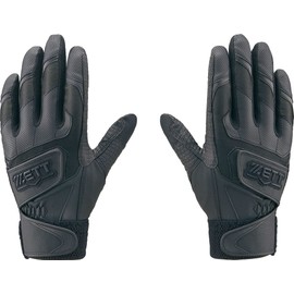 Zett BG419HS Impact Zet Double Belt Batting Gloves, Both Hands, Compatible with High School Baseball Rules, Black (1900), Size S